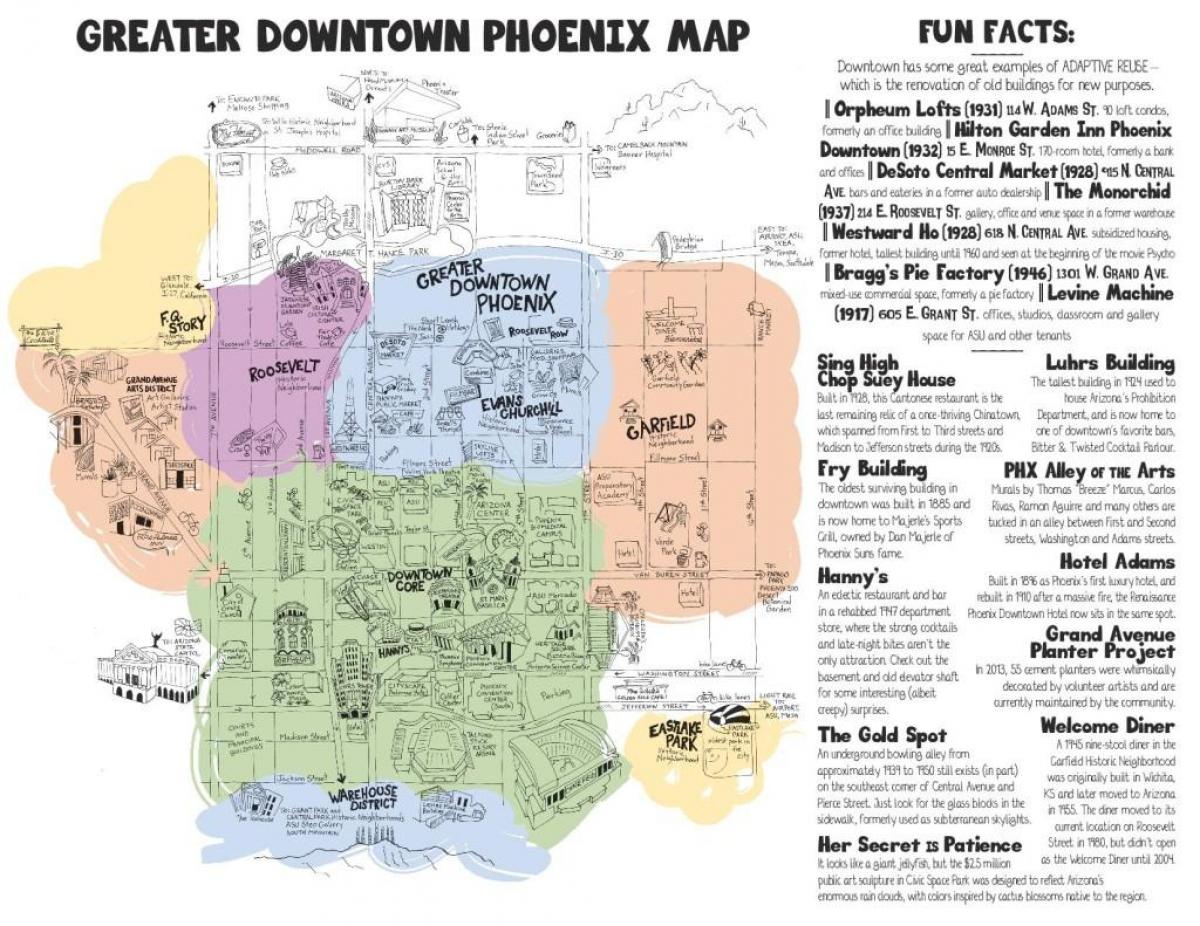žemėlapis downtown Phoenix