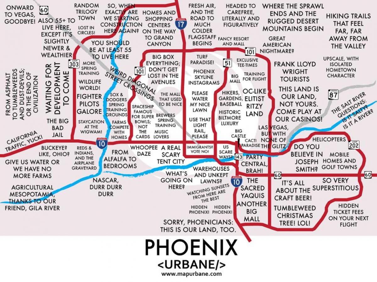 žemėlapis Phoenix priemiesčius