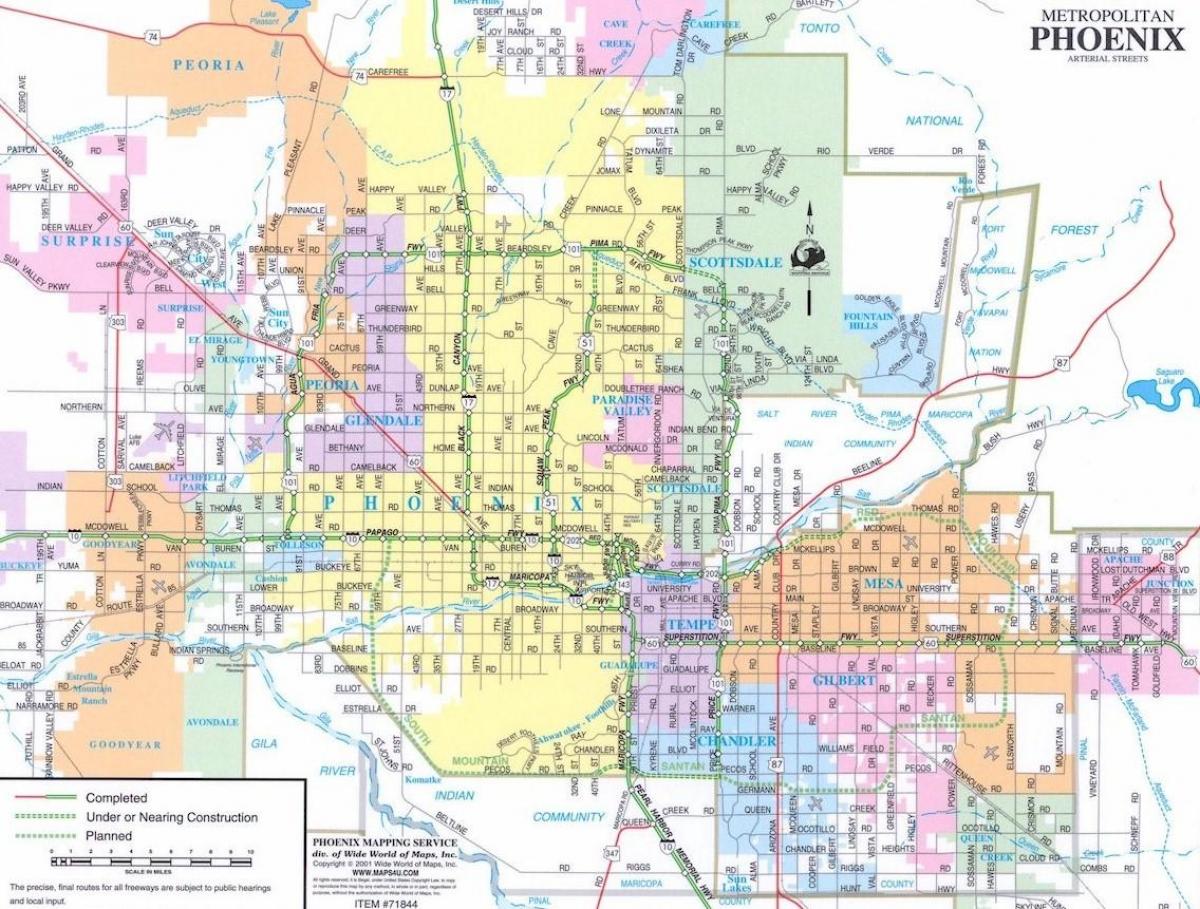 Phoenix miesto žemėlapį Arizona