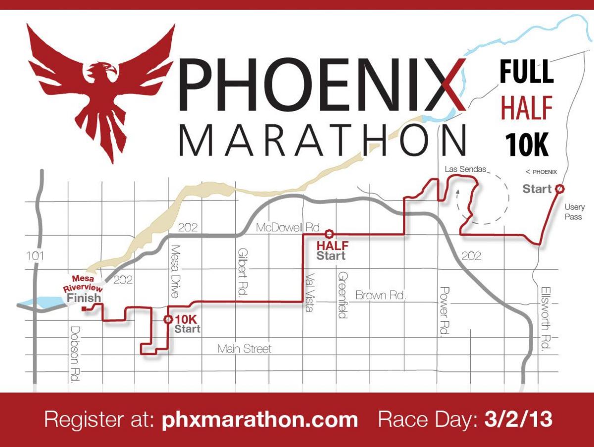 žemėlapis Phoenix maraton