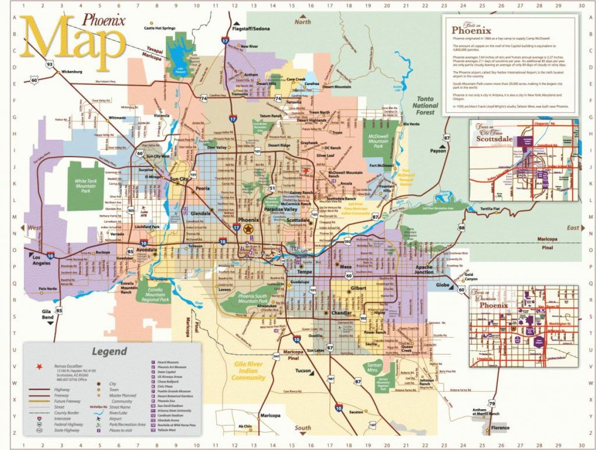 Phoenix autobusų maršrutų žemėlapį