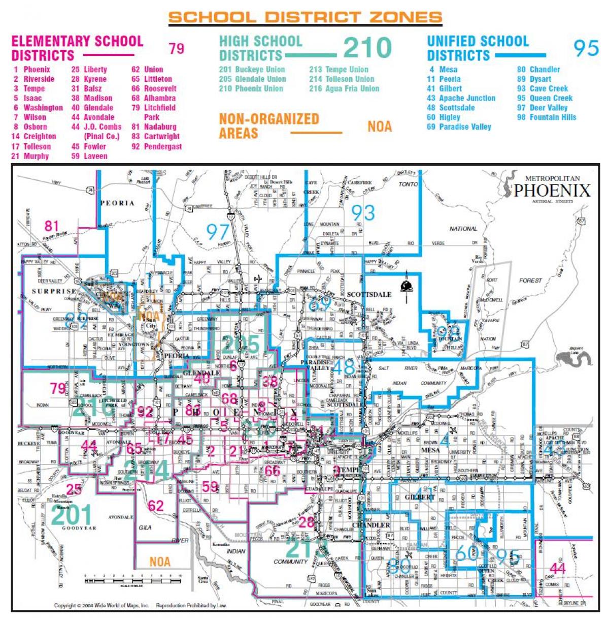 Phoenix sąjungos high school district žemėlapyje