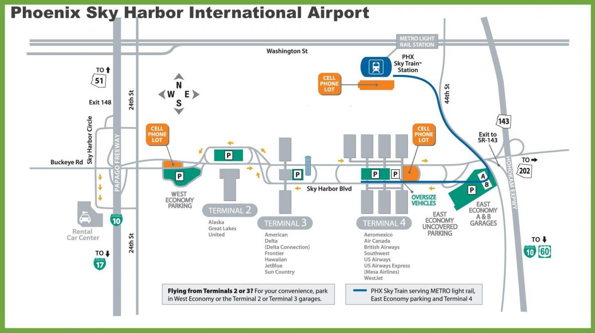 Phoenix oro uosto vartų žemėlapyje