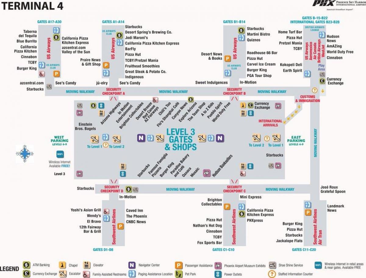 Phoenix oro uosto žemėlapį terminalo 4