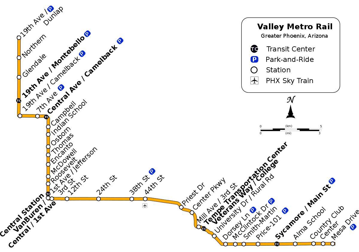 Valley metro, autobusų maršruto žemėlapį