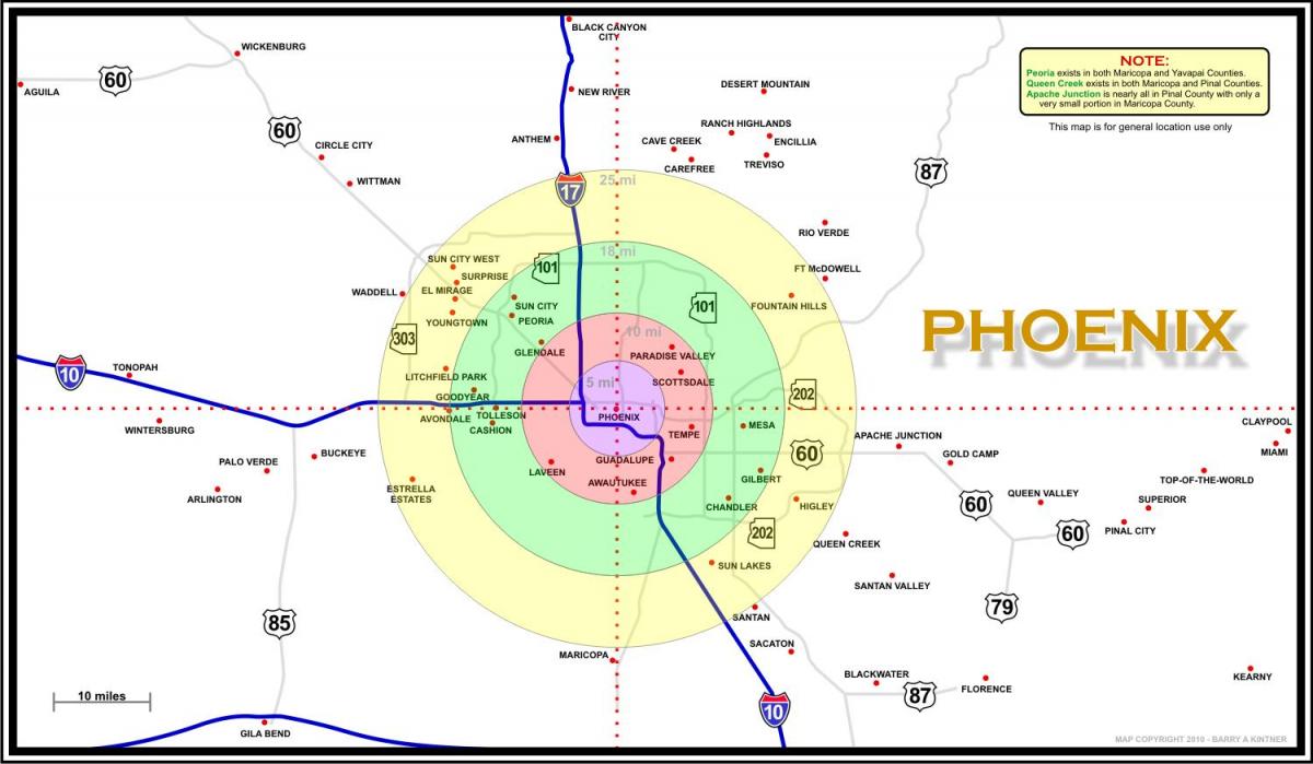 žemėlapis Phoenix srityje